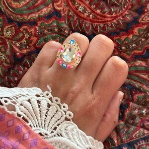 New | Indian Handpainted Oxidized Adjustable Ring